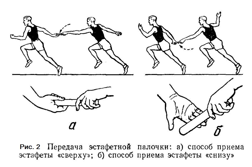Передача эстафетной палочки между бегунами